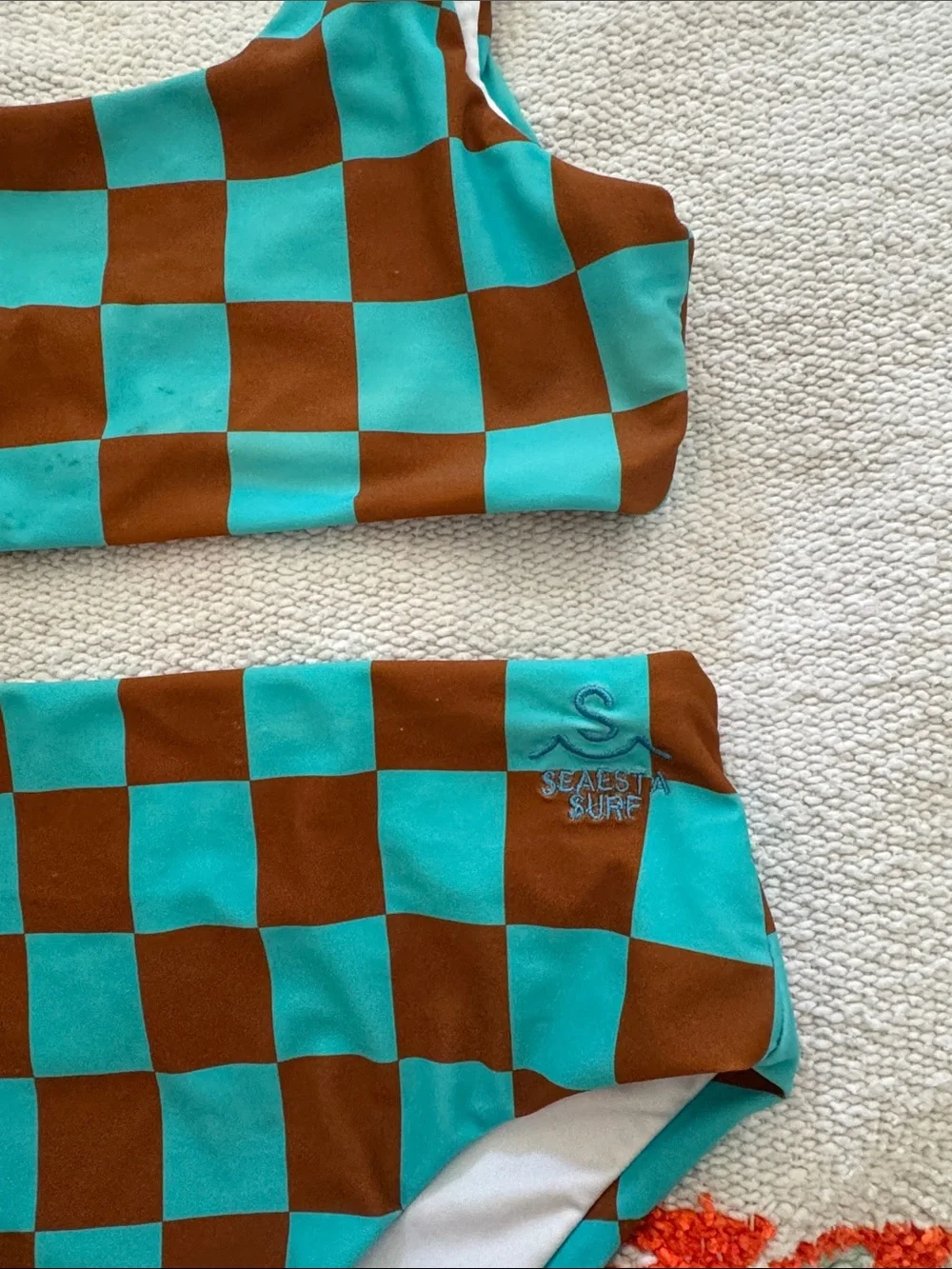 SEAESTA SURF Swim Checkered Bikini Set with Long-sleeve Rashguard